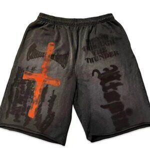 Travis Scott Utopia London UK Cross Black Washed Sweatshorts